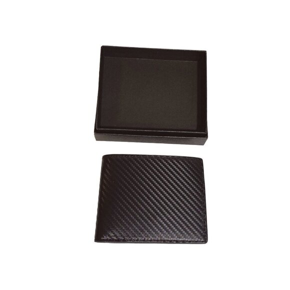 Men’s Bifold Black Wallet Interior Card Slots ID Window NWB - Picture 1 of 7